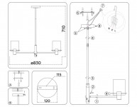 Люстра на штанге Ambrella Light LH57033
