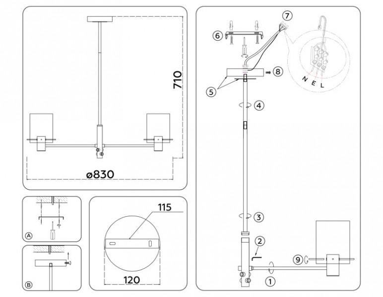 Люстра на штанге Ambrella Light LH57033